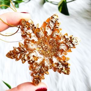 Handmade Christmas Tree Ornament, Star, Snowflake, Gold
